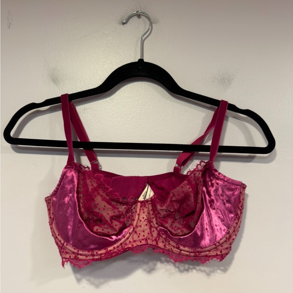 Pink velvet lace Victorias Secret bra